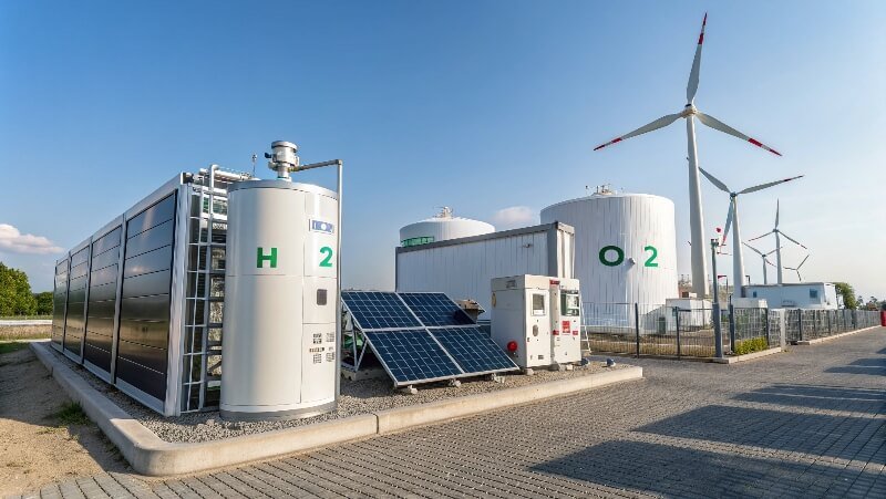 Electrolyzer with wind turbine