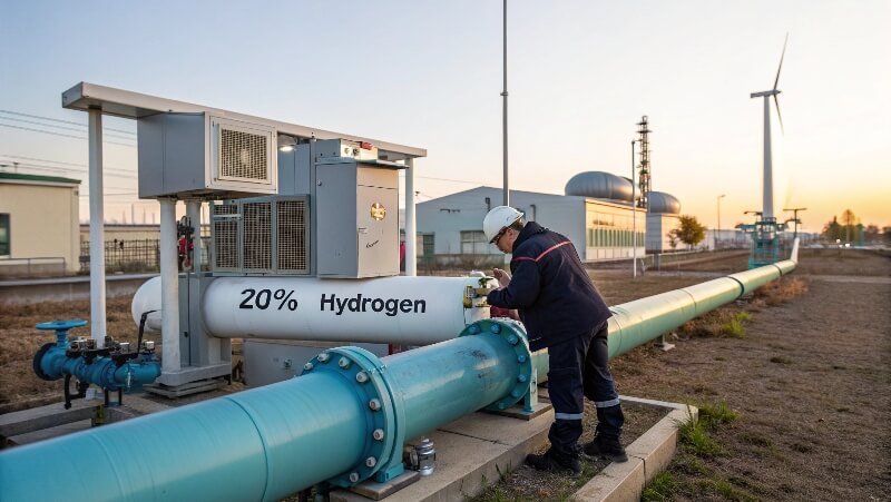 Hydrogen blend with natural gas pipeline