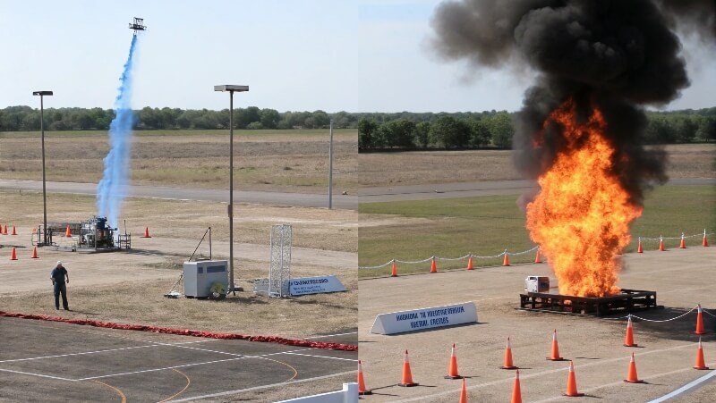 side-by-side hydrogen vs gasoline combustion test